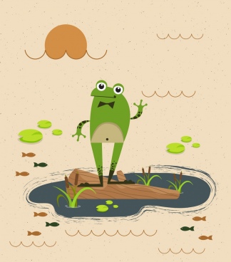324x368 Wildlife Drawing Swimming Frogs Colored Cartoon Design Free Vector