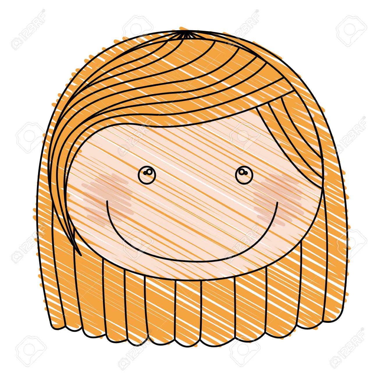 1300x1300 Color Pencil Drawing Of Caricature Front Face Girl With Short