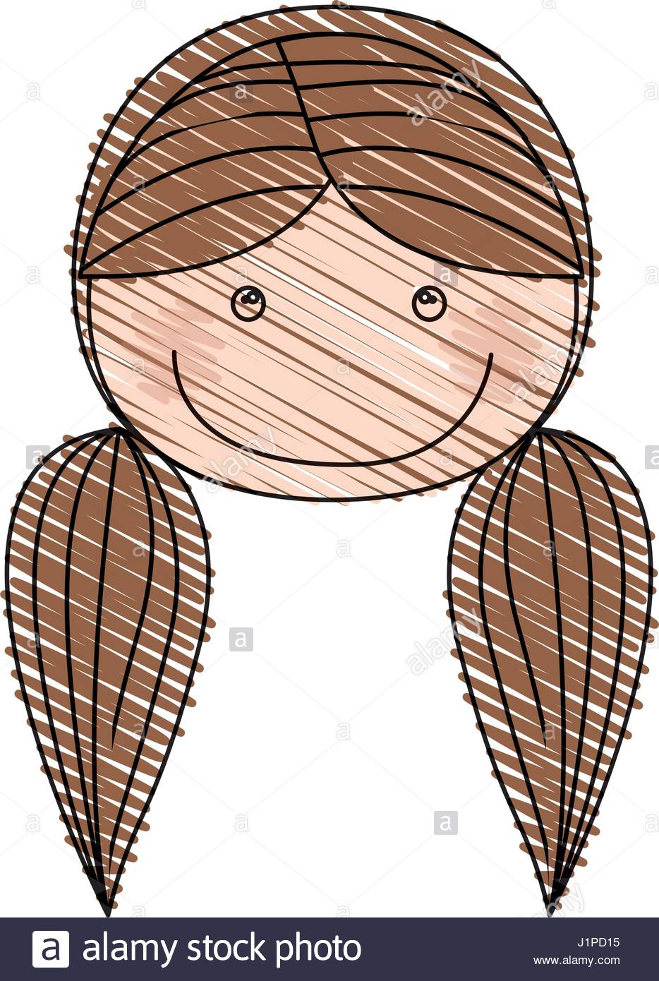 934x1390 Color Pencil Drawing Of Caricature Front Face Girl With Brown