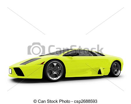 450x357 Ferrari Isolated Yellow Front View. Isolated Sport Car