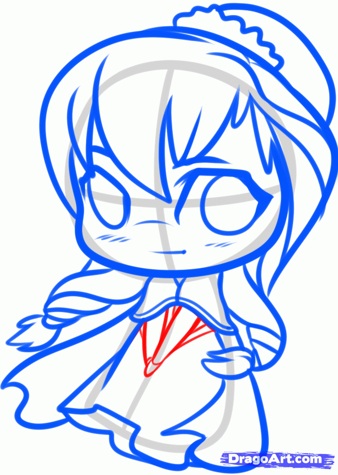695x976 How To Draw Chibi Anna From Frozen Step 7 Drawing