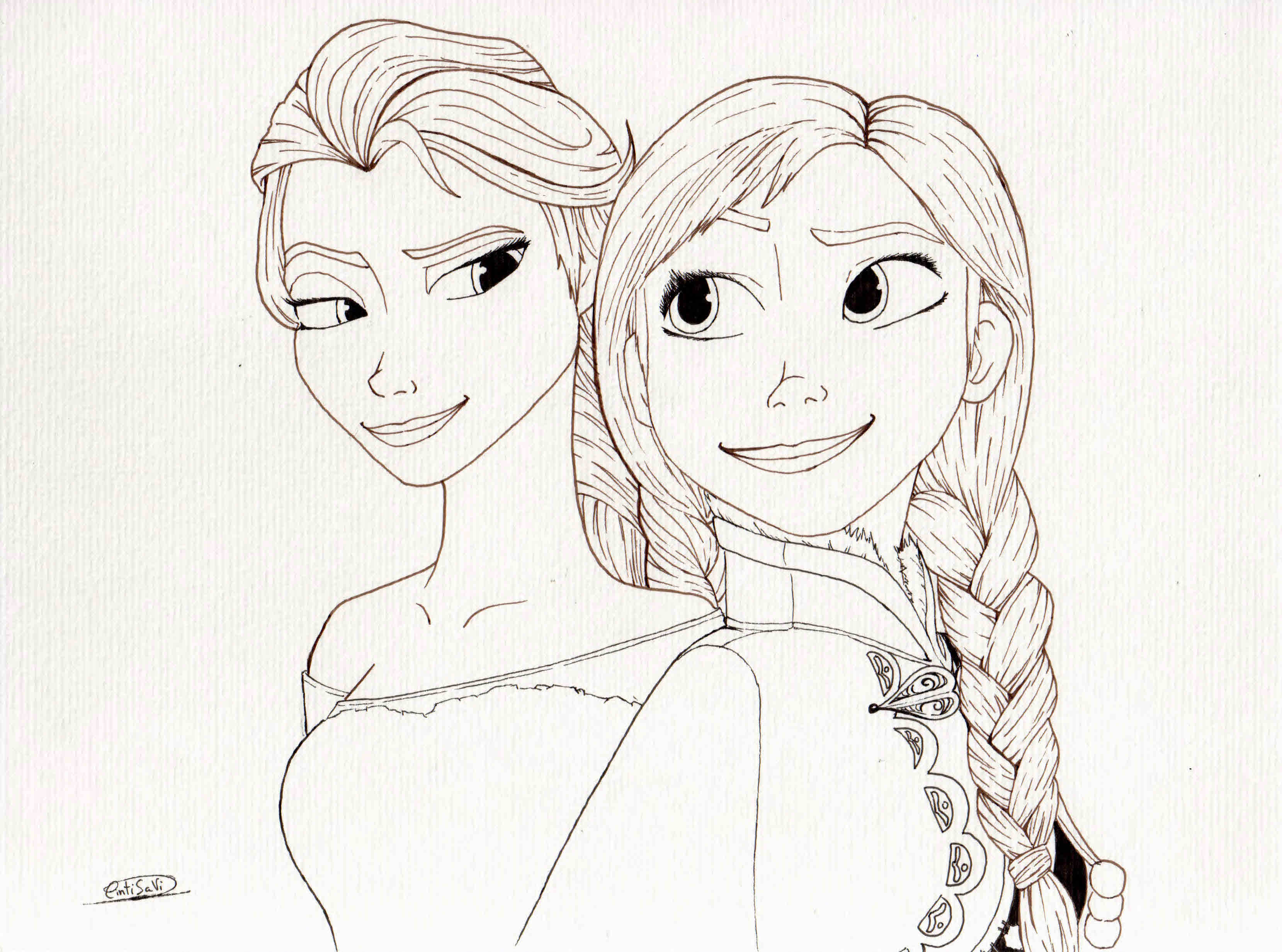 3318x2465 Frozen Elsa And Anna Drawing