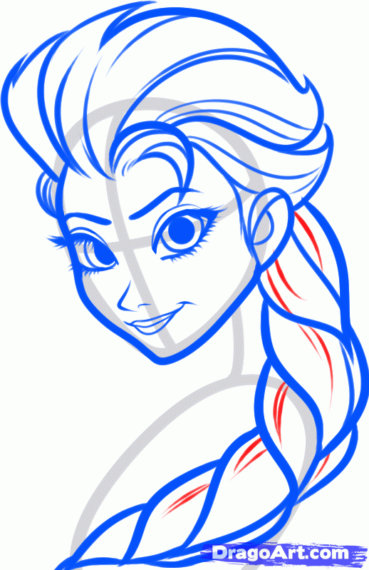 518x799 How To Draw Elsa, Elsa The Snow Queen From Frozen Step 6 Ideas