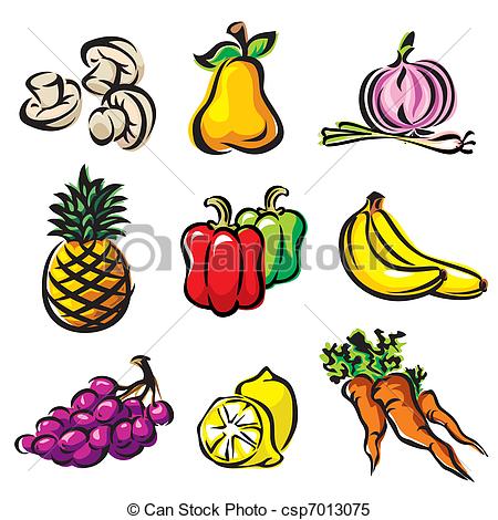 450x470 Set Color Vector Imagec Fruits And Vegetables Clipart Vector