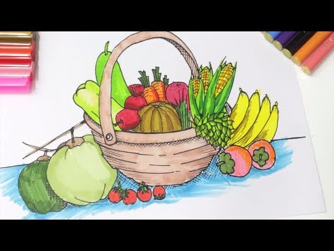 480x360 Color Fruits Basket Coloring For Kids Learn Fruits For Kids