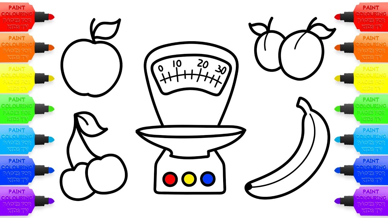 1280x720 Baby Toy Kitchen Scales And Fruits Coloring Book And Drawing