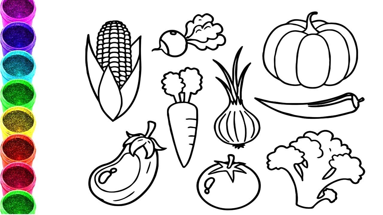 1280x720 Vegetables And Fruits, Drawing Coloring Fruit For Kids, How