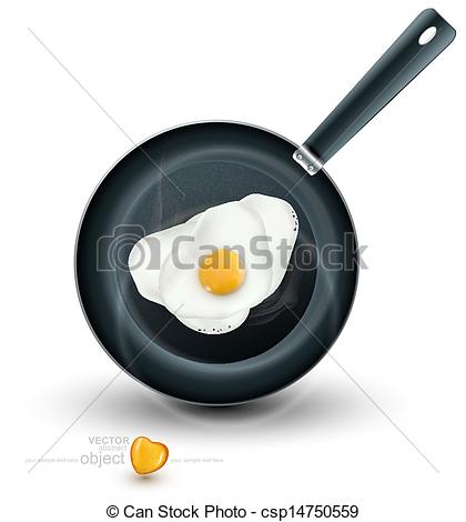 420x470 Vector Frying Pan With Eggs Isolated Clipart Vector