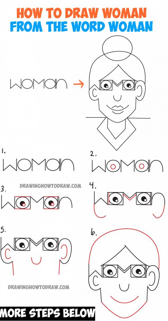 584x1116 How To Draw A Cartoon Woman From The Word Woman