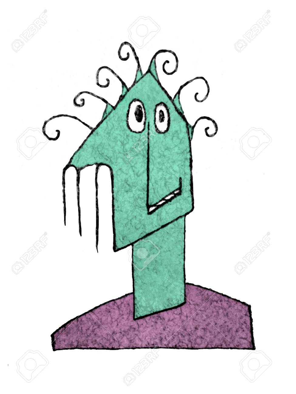 975x1300 Isolated Pencil Drawing Technique Alien With Funny Expression