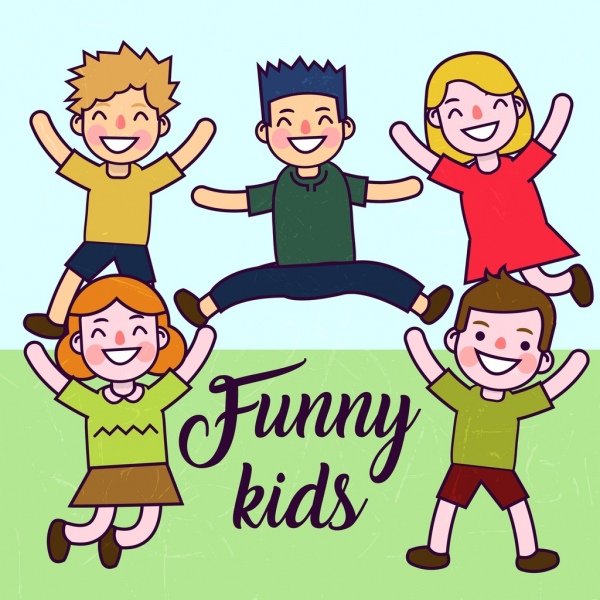 600x600 Funny Kids Drawing Colored Cartoon Characters Icons Free Vector