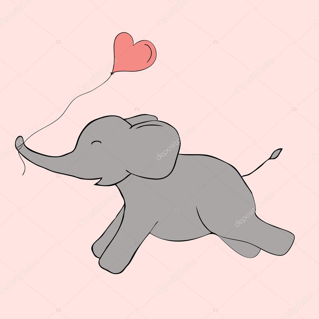 1024x1024 Cute Elephant Doodle. Vector Image Stock Vector Wedphoto
