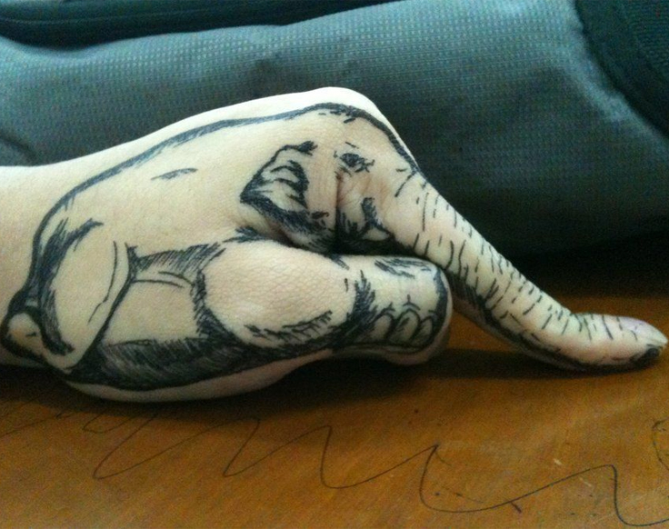 736x582 Funny Elephant Hand Tattoo