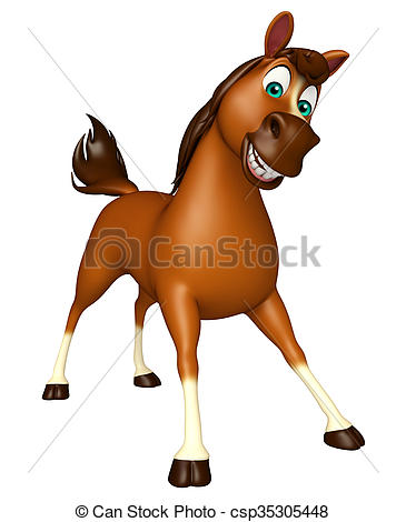 365x470 3d Rendered Illustration Of Funny Horse Cartoon Character Drawing