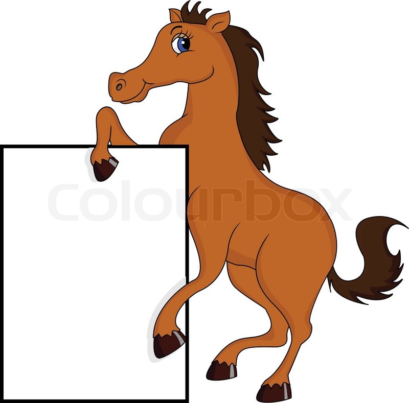 800x789 Funny Horse With Blank Sign Stock Vector Colourbox