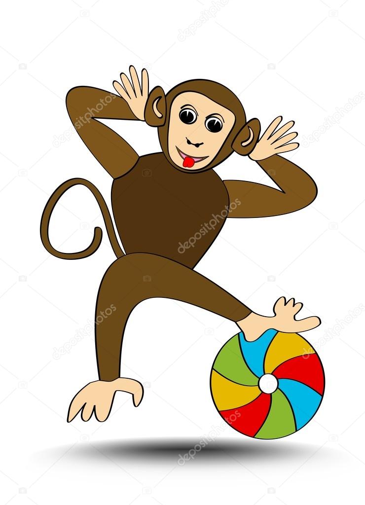 740x1024 Little Funny Monkey Playing With Colorful Beach Ball, Isolated