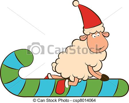 450x362 Cartoon Funny Santa Claus Sheep. Eps Vector