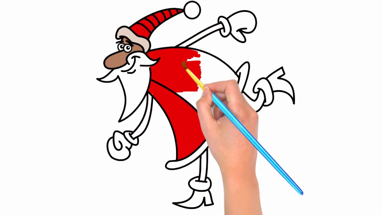 1280x720 How To Draw Santa Claus Funny For Children Kids Learn Drawing
