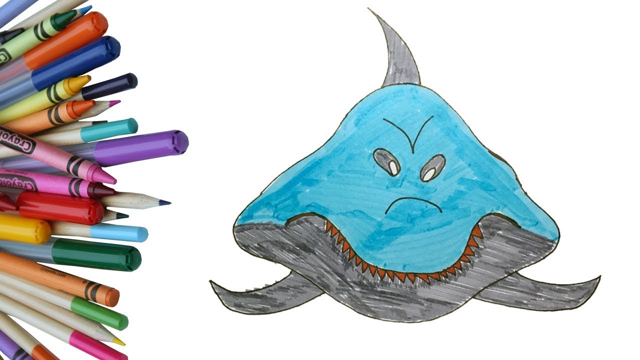 1280x720 How To Draw A Funny Cartoon Shark For Kids Easy And Simple Shark
