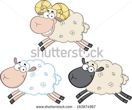 450x377 Funny Sheep Cartoon Mascot Characters 3. Vector Collection Set