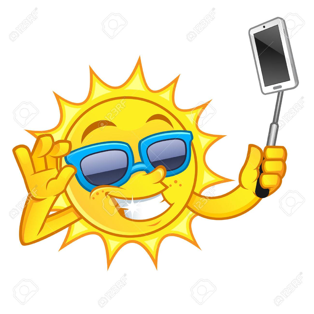 1300x1300 Funny Drawing Of A Sun, I Is Making A Selfie With His Mobile