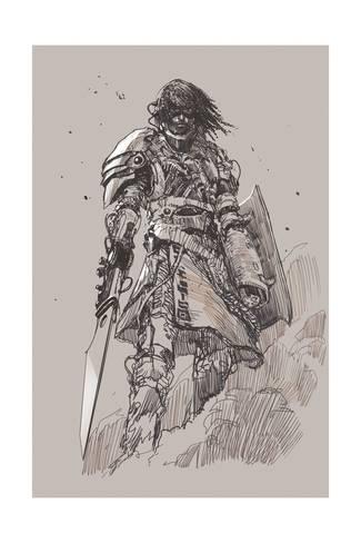 325x488 Futuristic Knight With Blade,drawing,sketch Print By Tithi