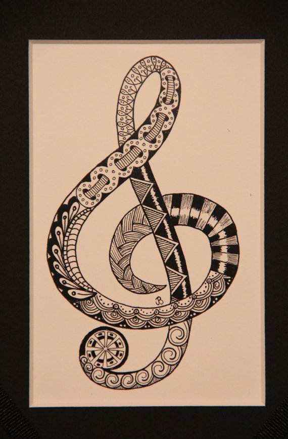 570x867 Zentangle Inspired Treble Clef Drawing By Creativeartbyjudy