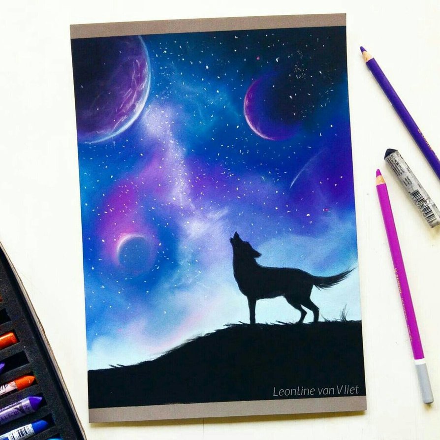 894x894 Galaxy Pastel Drawing By Tinesdierportretten