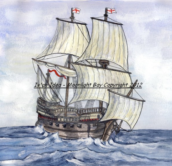 595x574 Galleon Drawing Sail Away!