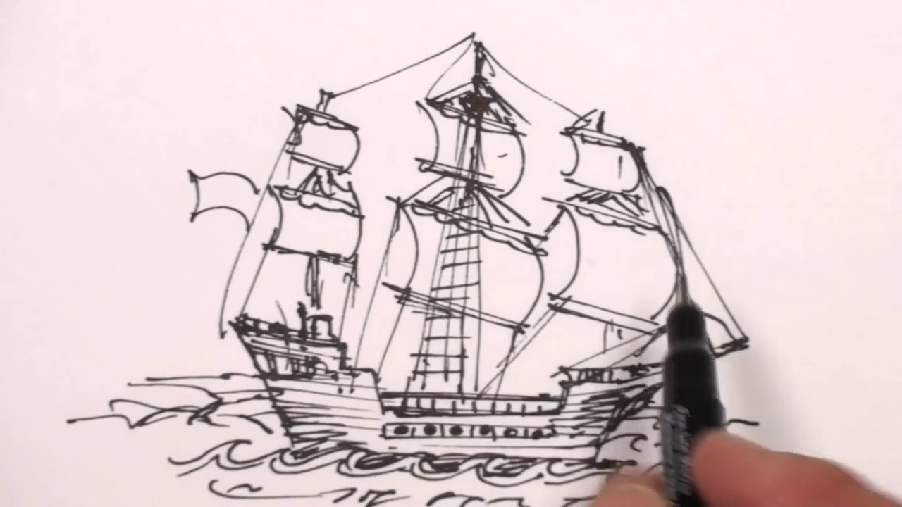 1280x720 How To Draw A Pirate Ship Step By Step Easy Drawing Lesson