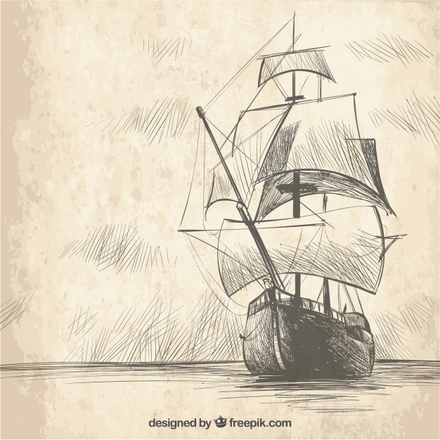 626x626 Vintage Hand Drawn Galleon Background Vector Free Download