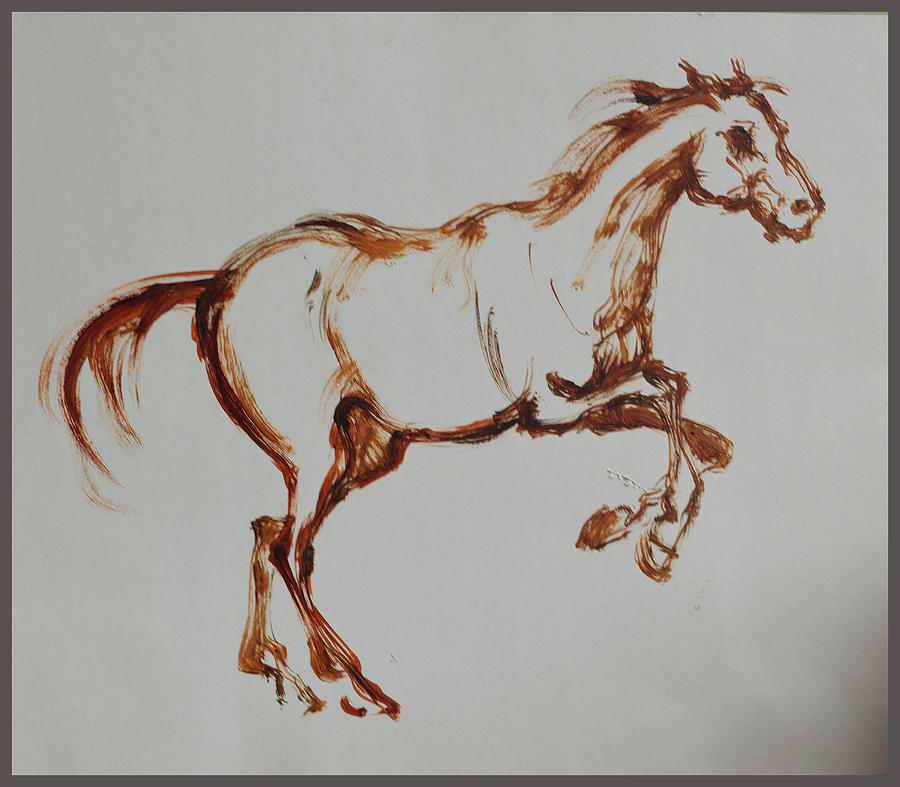 900x787 Galloping Horse Drawing By Yuri Hope