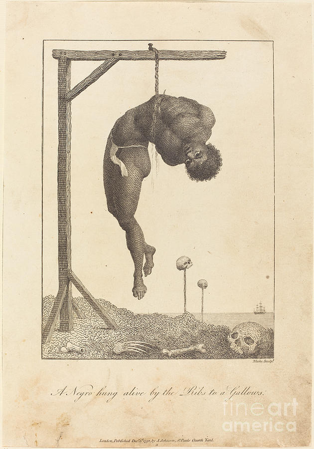 630x900 Negro Hung Alive By The Ribs To A Gallows Drawing By William Blake