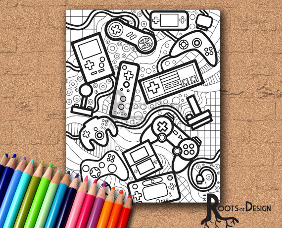 570x460 Instant Download Coloring Page Video Game Controllers