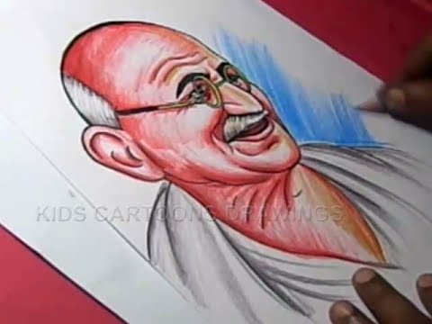 480x360 How To Draw Mahatma Gandhi Color Drawing For Kids Step By Step