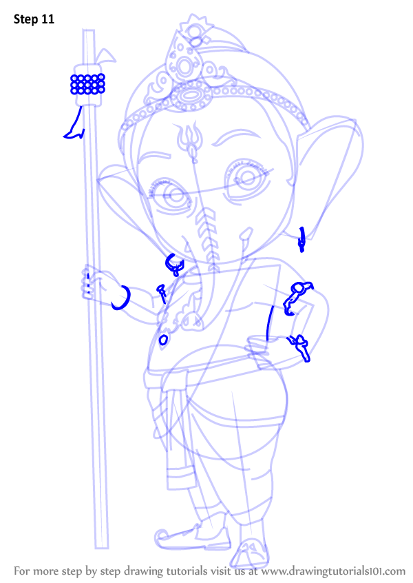 600x846 Learn How To Draw Bal Ganesh (Hinduism) Step By Step Drawing