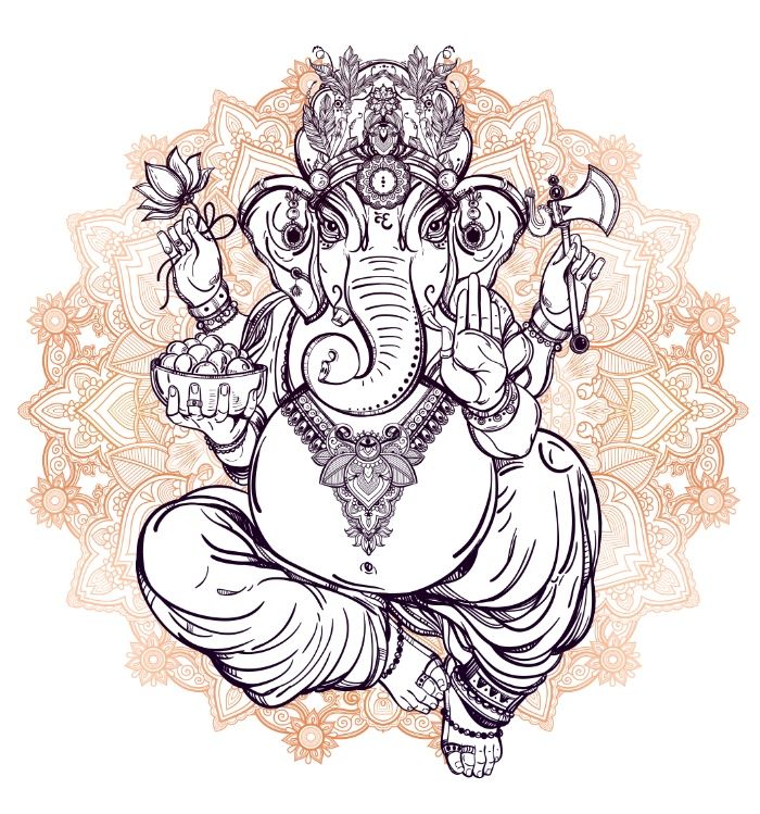 700x749 Lord Ganesha On Mandala By Aloke Design Drawing, Ganesh, Mandala