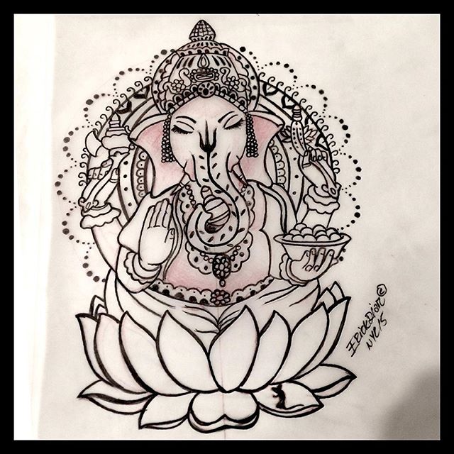 640x640 Ganesha Lotus Drawing