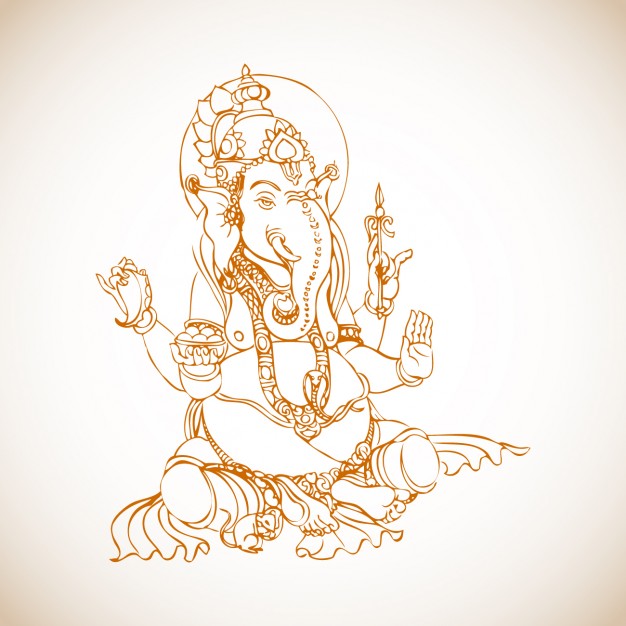626x626 Sitting Ganesha Drawing Vector Free Download