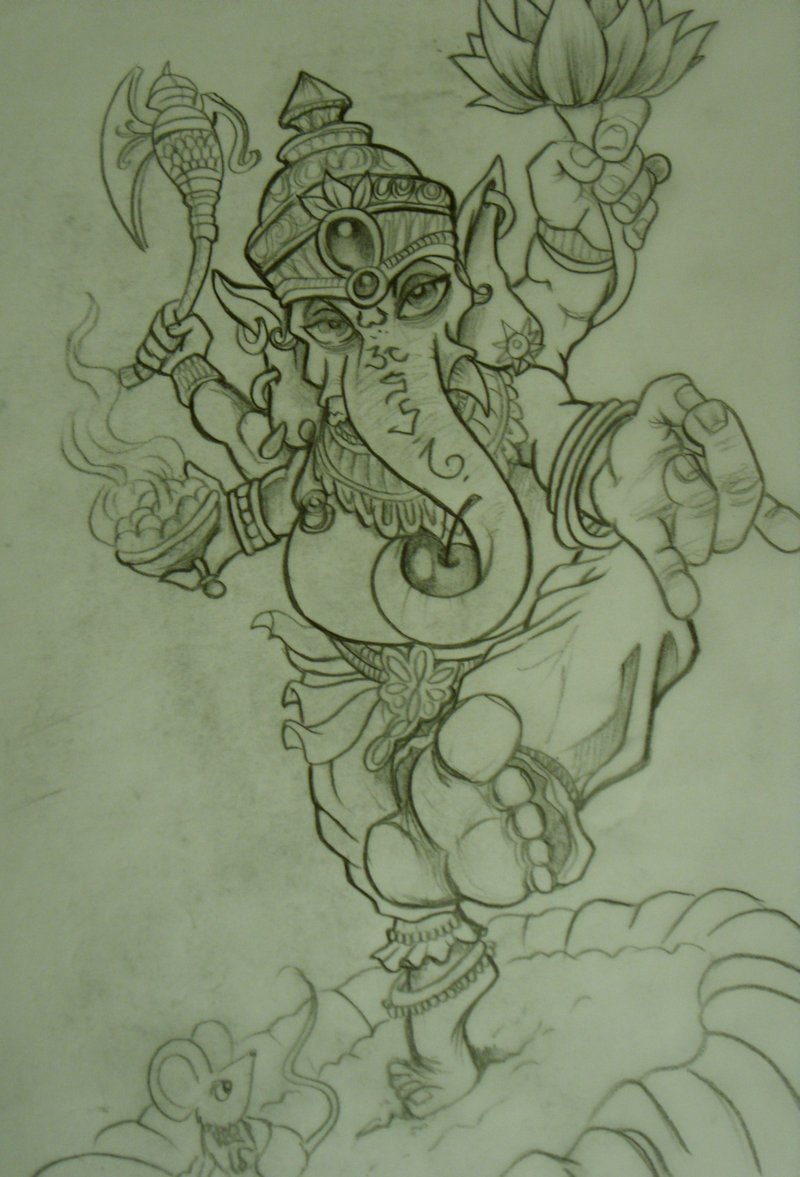 800x1177 Ganesh Tattoo Sketch By Chrisxart