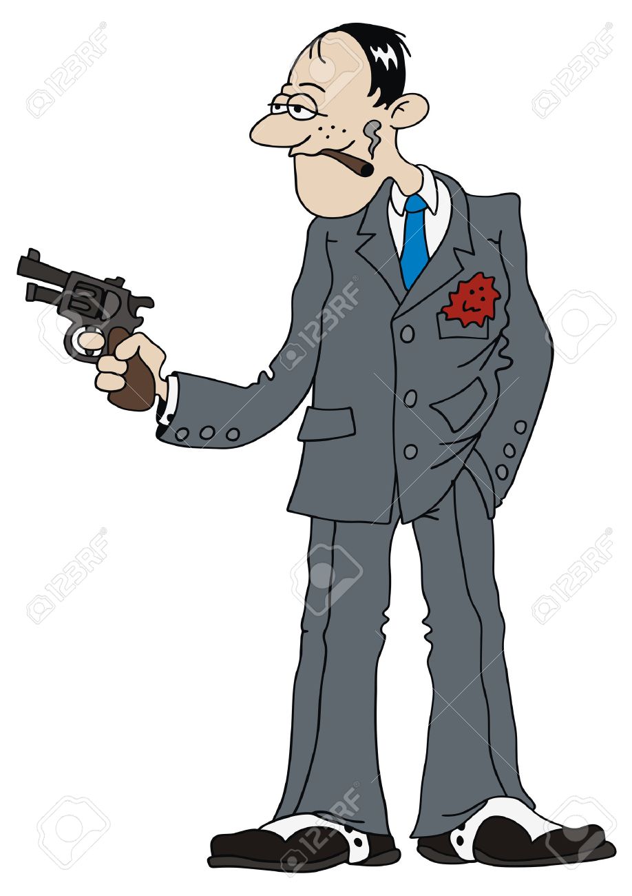 918x1300 Hand Drawing Of Gangster With Hand Gun Royalty Free Cliparts