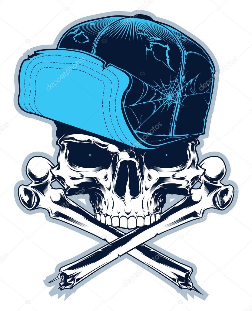 832x1024 Gangster. Skull With Cross Bones And Cap Stock Vector 4ek