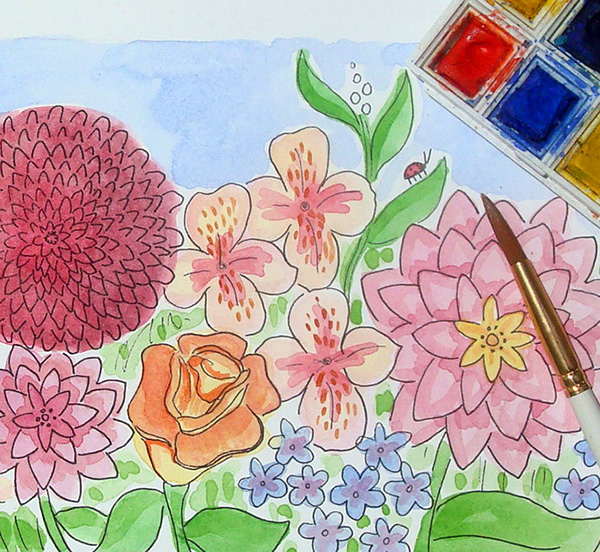 600x552 Techniques For Painting Flowers In Mixed Media