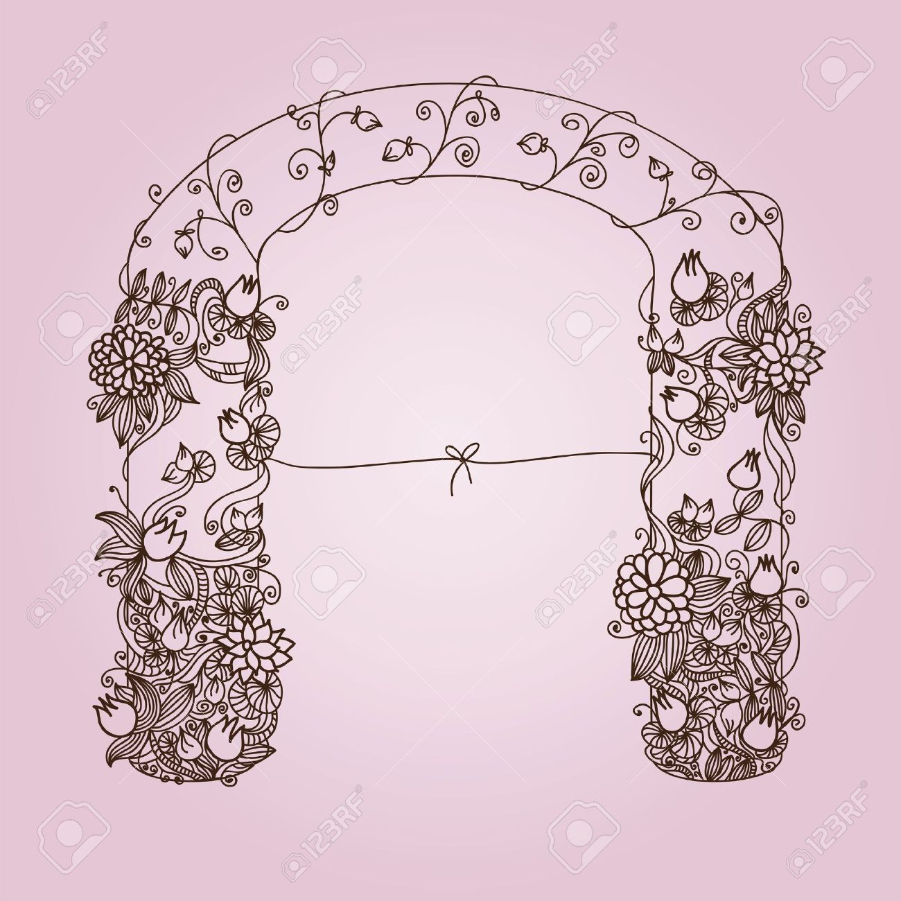 1300x1300 Hand Drawn Garden Gate With Welcoming Ribbon, Stylized Royalty