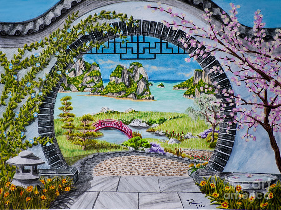 900x672 Moon Gate Drawing By Robert Thornton