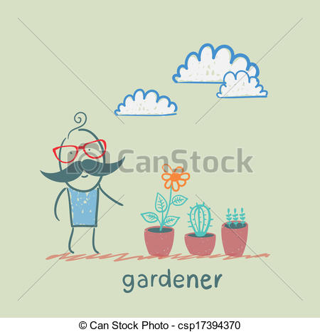 450x466 Gardener Looking For Plants Vectors Illustration