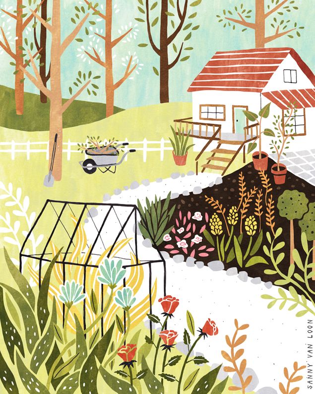 635x792 Cool Flower Garden Drawing Gallery