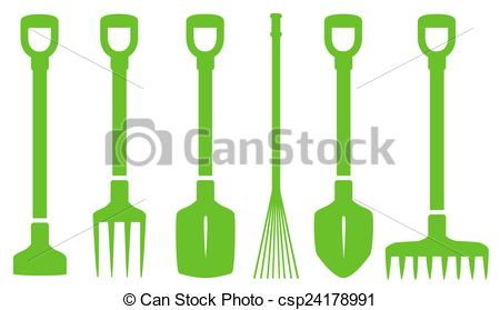 450x279 Six Isolated Green Gardening Tools Set On White Background Eps