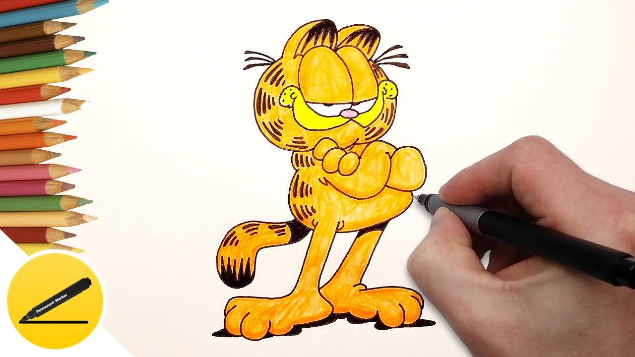 1280x720 How To Draw A Cat Garfield Step By Step