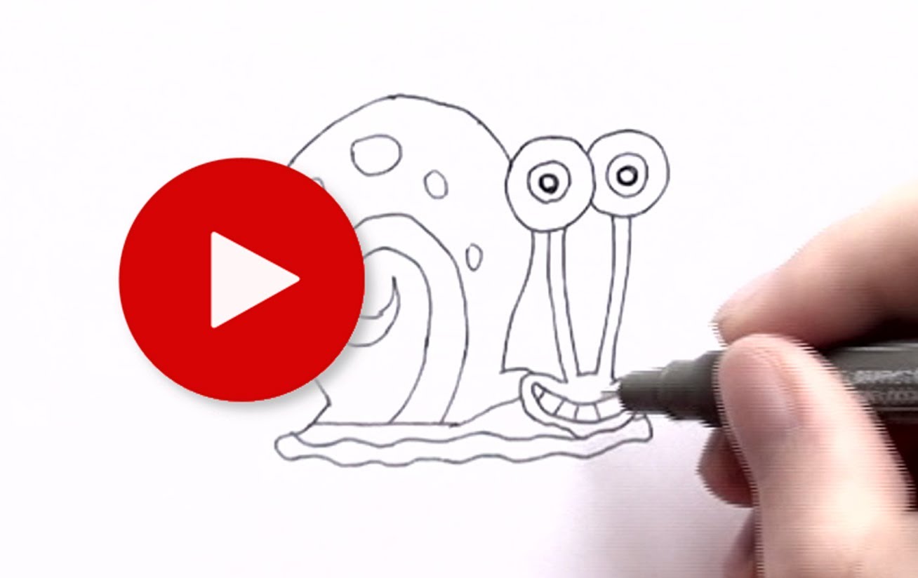1308x824 How To Draw Gary The Snail From Spongebob How To Draw Cartoons